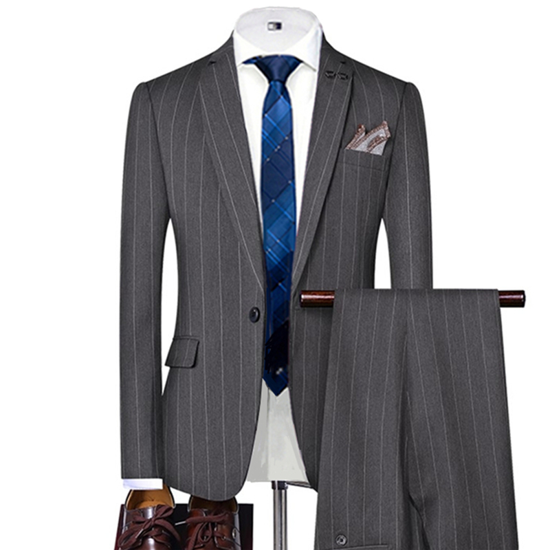 Men'S Formal Wear For A Wedding - Trajes de Hombre a Rayas Grises/Negras,