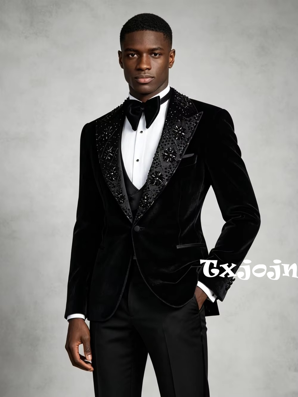 Men'S Formal Wear In Wedding - Conjunto de Traje de Terciopelo Negro