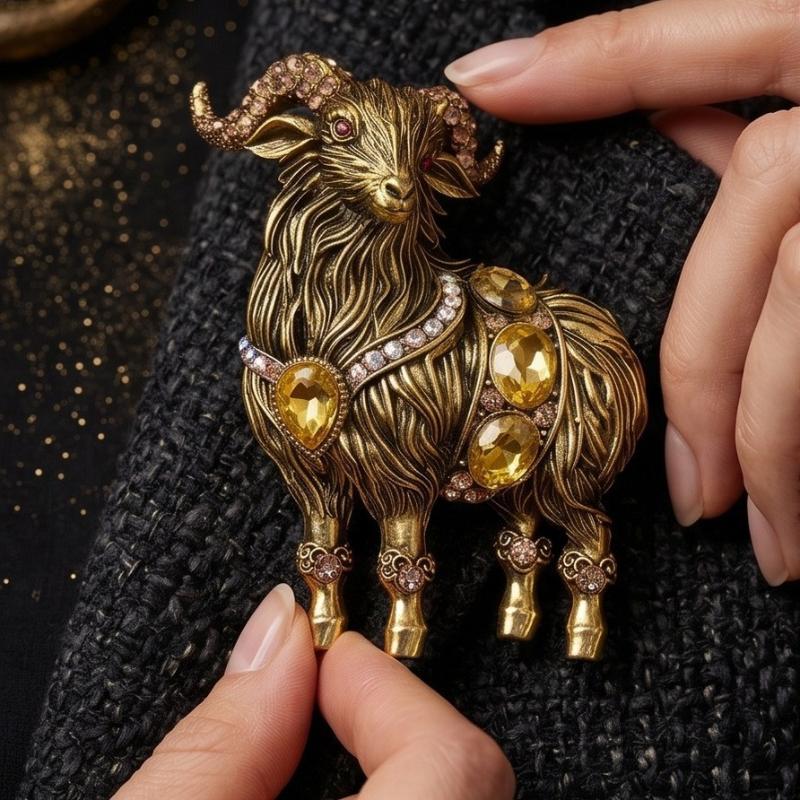 Broche Único de Cabra con Pedr - Unique Men'S Formal Wear reseña y precio