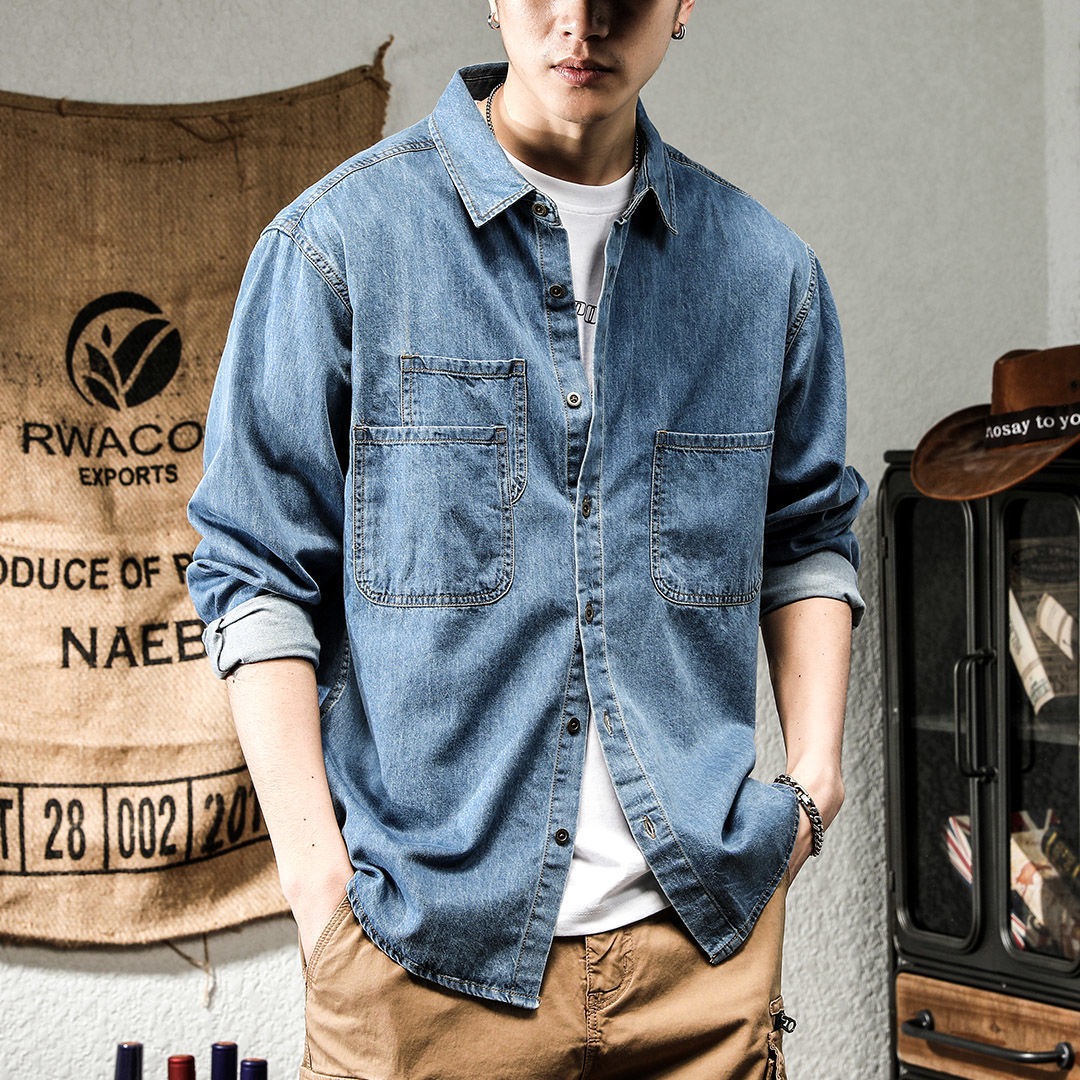 Camisa vaquera de manga larga  - Men Formal Wear Coat reseña y precio