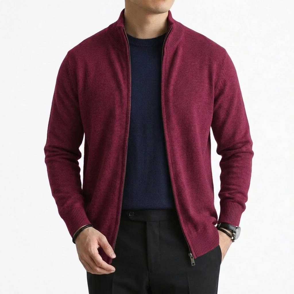 Cárdigan de punto con cremalle - Men Formal Wear Coat reseña y precio