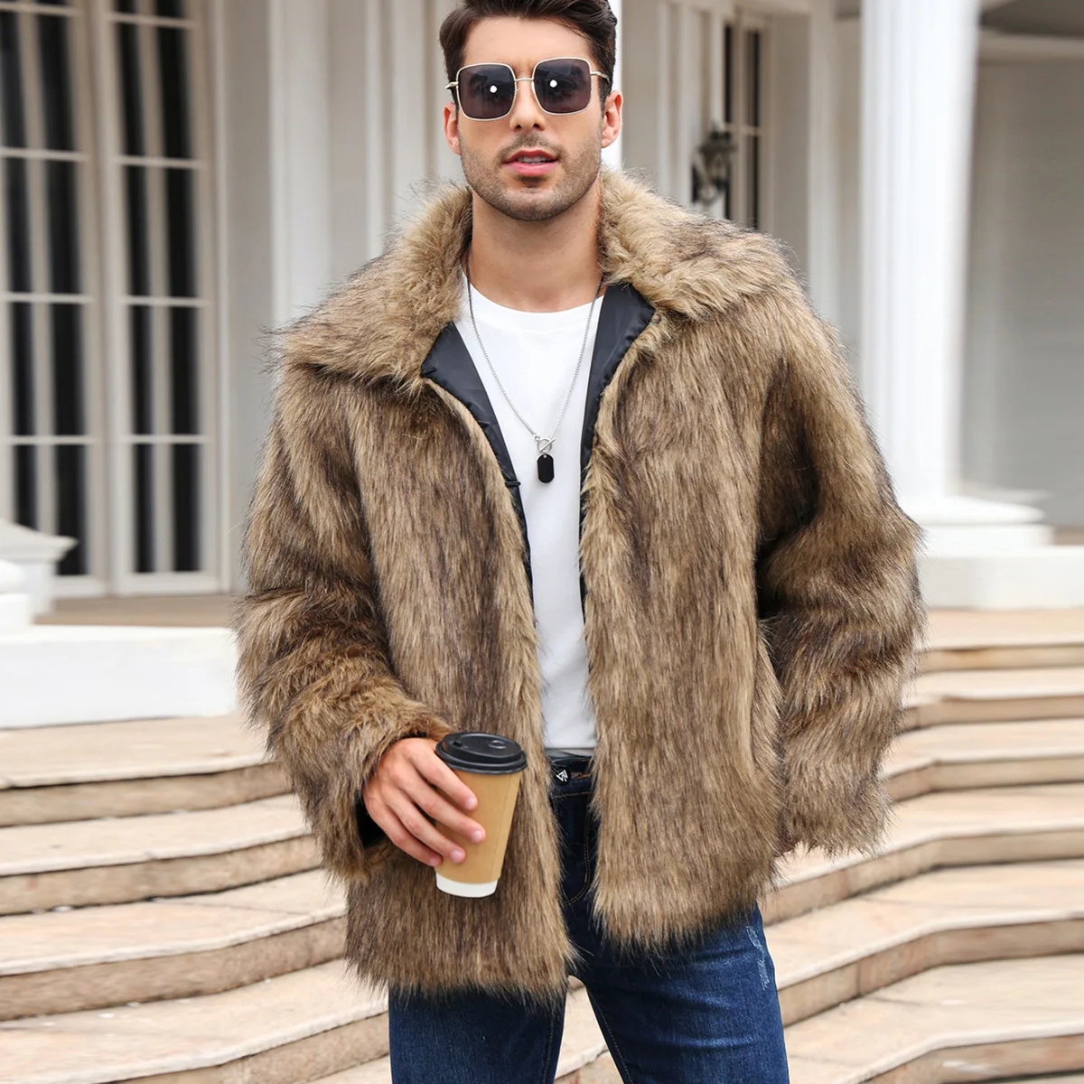 Chaqueta de piel de zorro sint - Men Formal Wear Coat reseña y precio