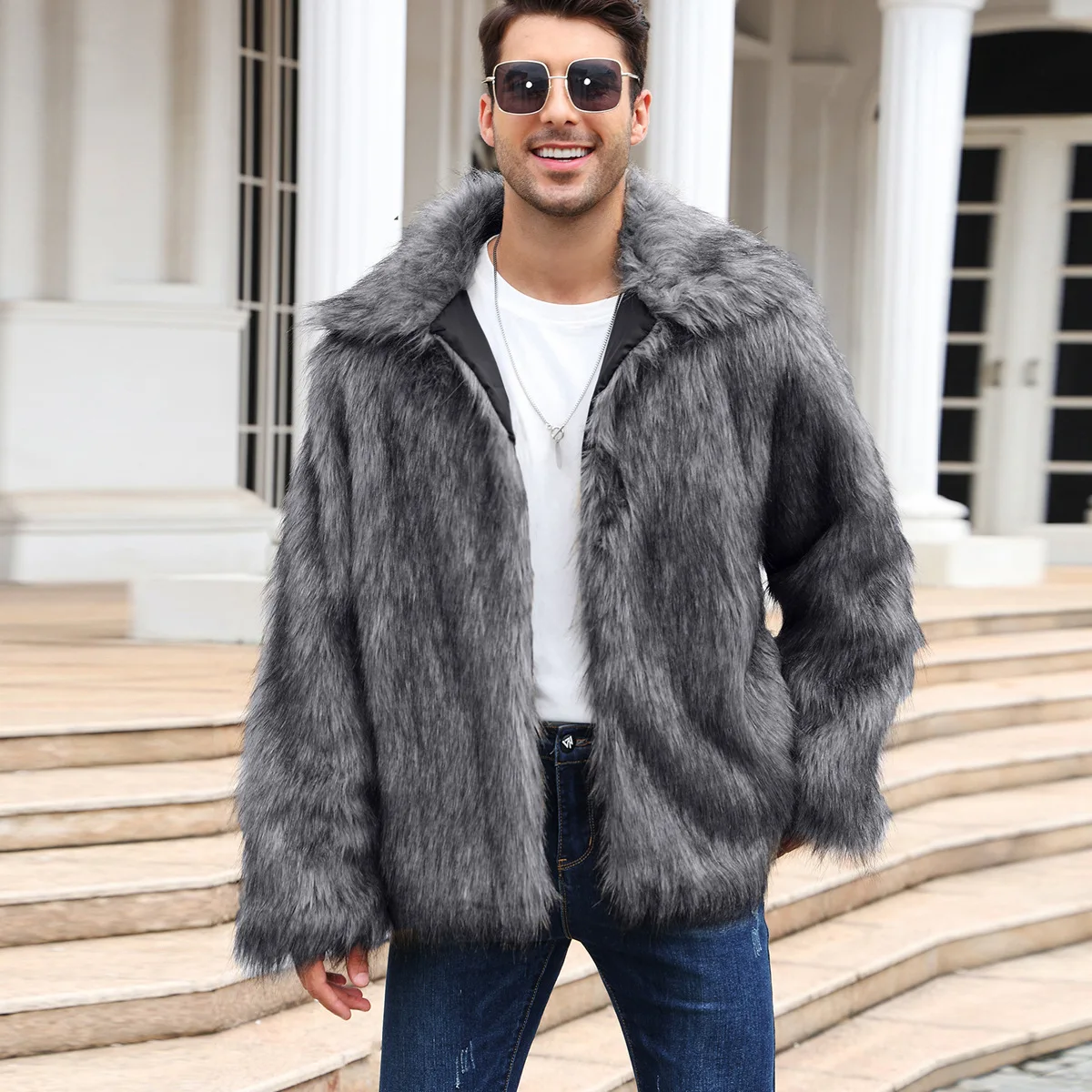 Chaqueta de piel de zorro sint - Men Formal Wear Coat reseña y precio